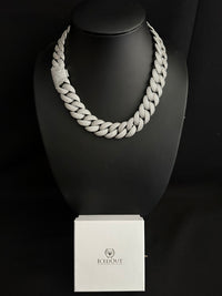 22mm Bevelled IcedOut Cuban Chain - White gold